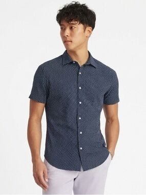 NWOT Bonobos Stretch Riviera Short Sleeve Buttondown Shirt *Long Shirt Length